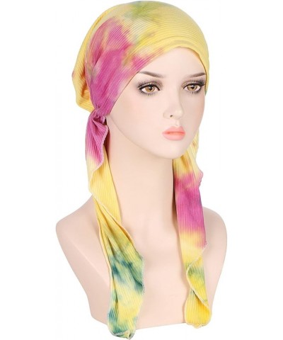 Sun Hat for Women Ladies Casual Floral Printed Head Hat Cap Headwear Muslim Turban Cap Slouchy Headwear Yellow $6.96 Headbands