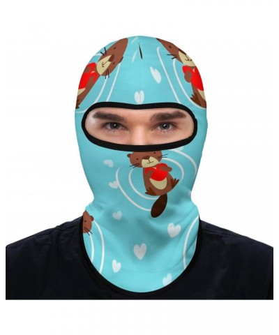 Funny Beaver with Heart Full Ski Mask Windproof Balaclava Face Mask Sun UV Protection Hood for Men Women $11.20 Balaclavas