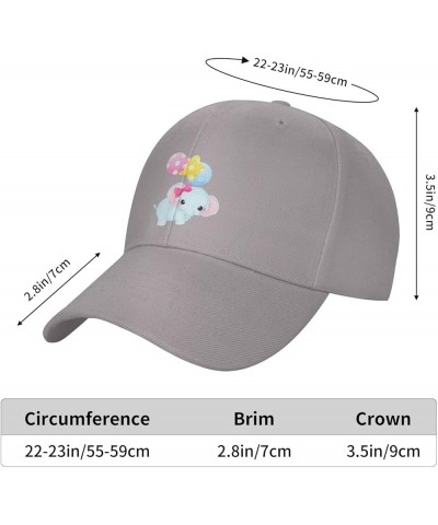 Cute Elephants and Balloons Fly Together Baseball Cap for Men Women Dad Hat Classic Adjustable Golf Hats Gray $10.73 Baseball...