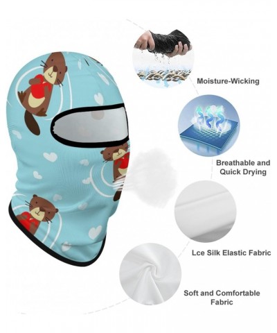 Funny Beaver with Heart Full Ski Mask Windproof Balaclava Face Mask Sun UV Protection Hood for Men Women $11.20 Balaclavas