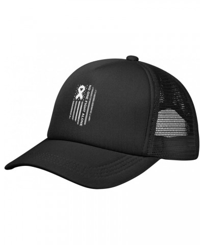 Postpartum Depression Awareness America Flag White Ribbon Baseball Cap Adjustable Casual Mesh Hats Duck Tongue Hat for Men Wo...