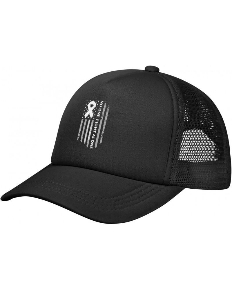 Postpartum Depression Awareness America Flag White Ribbon Baseball Cap Adjustable Casual Mesh Hats Duck Tongue Hat for Men Wo...