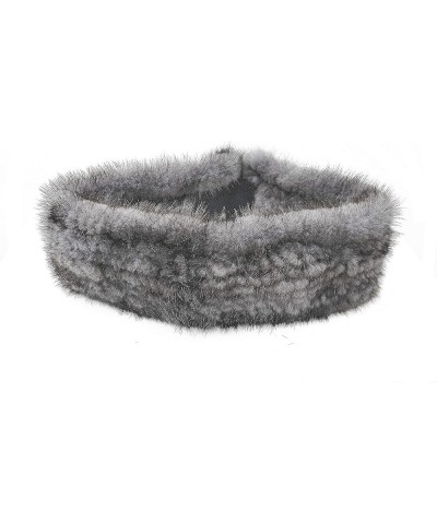 Real Mink Fur 23'' Knitted Headband/Neck Warmer Grey $39.10 Cold Weather Headbands