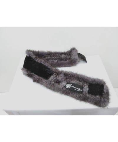 Real Mink Fur 23'' Knitted Headband/Neck Warmer Grey $39.10 Cold Weather Headbands