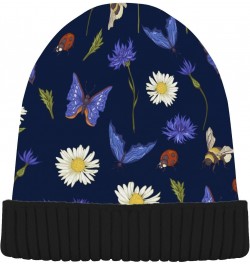 Daisies Bee Butterflies Winter Slouchy Beanie Hats for Men Women Lined Knit Warm Thick Binie Hat with Soft Velvet Cuffed Bean...