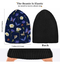 Daisies Bee Butterflies Winter Slouchy Beanie Hats for Men Women Lined Knit Warm Thick Binie Hat with Soft Velvet Cuffed Bean...