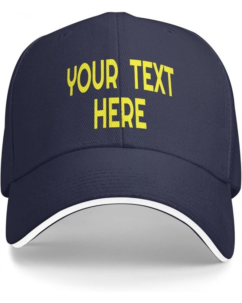 Custom Caps,Custom Name Hat Your Design Here,Custom Hat Design Your Own Classic Mens Womens Personalized Baseball Cap Navy Bl...