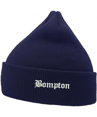 for Bompton Embroidered Men's Beanies Hats Casual Winter Knit Hat Unisex Beanie Navy $12.00 Skullies & Beanies