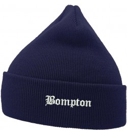 for Bompton Embroidered Men's Beanies Hats Casual Winter Knit Hat Unisex Beanie Navy $12.00 Skullies & Beanies