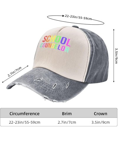 School Counselor,School Therapist 100% Cotton Men's Baseball Hat Retro Washed Denim Snapback Cap Adjustable,Dark Red Gray $10...