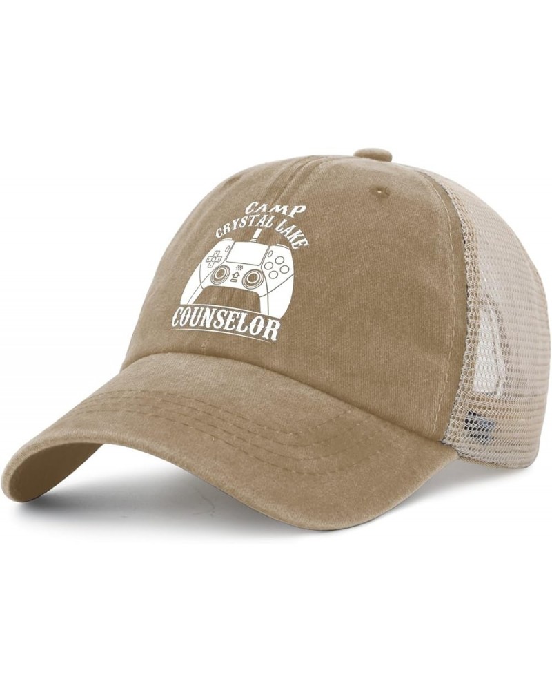 Camp Crystal Lake Counselor Hat Womens Fashionable Trucker Hat Womens AllBlack Cap Humor for Writers Pigment Khaki $10.76 Bas...