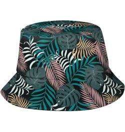 Tropical Leaves Print Bucket Hat Summer Travel Fisherman Cap for Women Men Teens Tropical Leaves-z008 $10.51 Bucket Hats