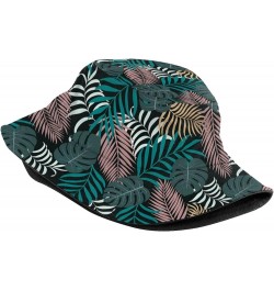 Tropical Leaves Print Bucket Hat Summer Travel Fisherman Cap for Women Men Teens Tropical Leaves-z008 $10.51 Bucket Hats