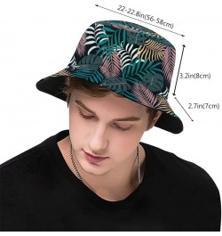 Tropical Leaves Print Bucket Hat Summer Travel Fisherman Cap for Women Men Teens Tropical Leaves-z008 $10.51 Bucket Hats