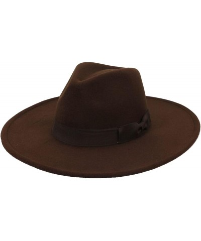 Fedoras Fashion Autumn Bow Peach Heart Top Wedding Flat Brim Big Eaves Top Hat Woolen for Men Women Brown $12.49 Fedoras