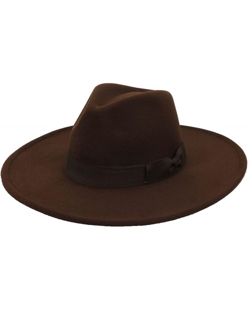 Fedoras Fashion Autumn Bow Peach Heart Top Wedding Flat Brim Big Eaves Top Hat Woolen for Men Women Brown $12.49 Fedoras