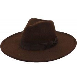 Fedoras Fashion Autumn Bow Peach Heart Top Wedding Flat Brim Big Eaves Top Hat Woolen for Men Women Brown $12.49 Fedoras