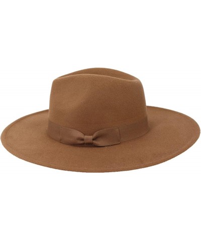 Fedoras Fashion Autumn Bow Peach Heart Top Wedding Flat Brim Big Eaves Top Hat Woolen for Men Women Brown $12.49 Fedoras