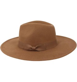 Fedoras Fashion Autumn Bow Peach Heart Top Wedding Flat Brim Big Eaves Top Hat Woolen for Men Women Brown $12.49 Fedoras