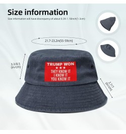 Trump Won They Know It I Know It You Know It Bucket Hat for Men Women Outdoor Washed Cotton Sun Hats Travel Beach Hat Navy Bl...