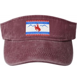 Flag of Evanston, Wyoming Sun Visor Hats for Women Men Adjustable Sports Sun Hats Cotton Golf Cap Red $12.38 Visors