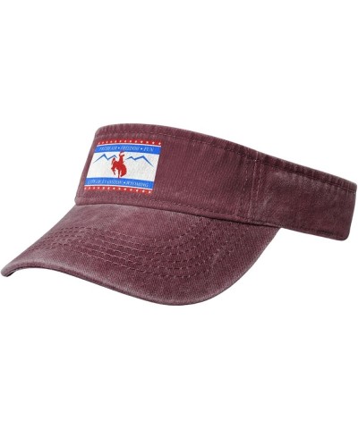 Flag of Evanston, Wyoming Sun Visor Hats for Women Men Adjustable Sports Sun Hats Cotton Golf Cap Red $12.38 Visors