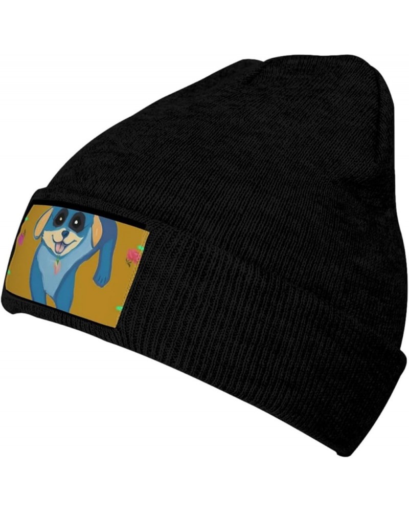 Happy Cartoon Dog Men Women Warm Knitted Woolen Hat for Winter Outdoor Activities Christmas Thanksgiving Gift Black Black $12...