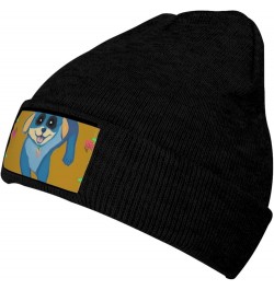 Happy Cartoon Dog Men Women Warm Knitted Woolen Hat for Winter Outdoor Activities Christmas Thanksgiving Gift Black Black $12...