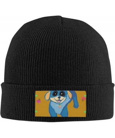 Happy Cartoon Dog Men Women Warm Knitted Woolen Hat for Winter Outdoor Activities Christmas Thanksgiving Gift Black Black $12...