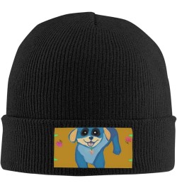 Happy Cartoon Dog Men Women Warm Knitted Woolen Hat for Winter Outdoor Activities Christmas Thanksgiving Gift Black Black $12...