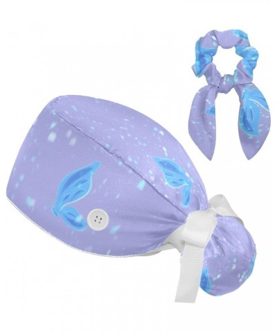 Scrub Hat Blue Butterfly Adjustable Working Cap with Button Bow Hair Scrunchies for Women Color 1 $10.44 Skullies & Beanies