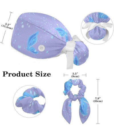 Scrub Hat Blue Butterfly Adjustable Working Cap with Button Bow Hair Scrunchies for Women Color 1 $10.44 Skullies & Beanies