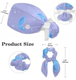 Scrub Hat Blue Butterfly Adjustable Working Cap with Button Bow Hair Scrunchies for Women Color 1 $10.44 Skullies & Beanies