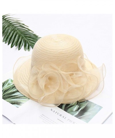 Lady Derby Church Cloche Hat Women Summer Wide Brim Beach Sun Hat Fascinator for Tea Party Wedding Dress Hat Yellow $7.55 Sun...