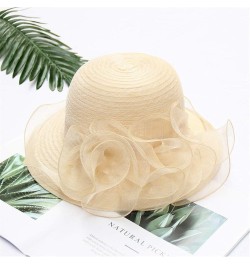 Lady Derby Church Cloche Hat Women Summer Wide Brim Beach Sun Hat Fascinator for Tea Party Wedding Dress Hat Yellow $7.55 Sun...