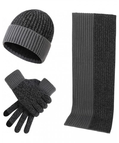 Unisex Winter Warm Hat Scarf Gloves Set Men Women Thick Fleece Knit Beanie Hat Long Scarf Touch Screen Mittens Xmas Gift Ski ...