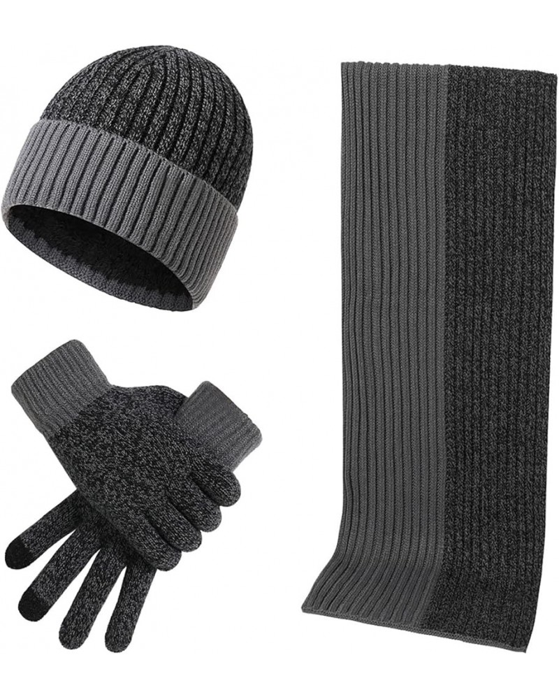 Unisex Winter Warm Hat Scarf Gloves Set Men Women Thick Fleece Knit Beanie Hat Long Scarf Touch Screen Mittens Xmas Gift Ski ...