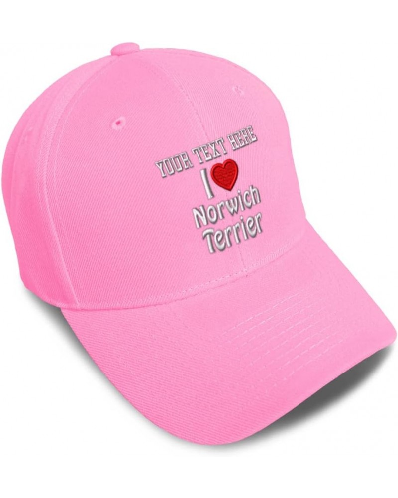 Custom Baseball Cap I (Love) Norwich Terrier Red Heart Pet Lovers Dog Acrylic Soft Pink Personalized Text Here $14.03 Basebal...