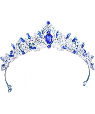 Hair Jewelry Crown Tiaras for Women Korean Girls Silver Color Metal Green Blue Crystal Tiara Crown for Women Wedding Party Br...