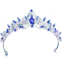 Hair Jewelry Crown Tiaras for Women Korean Girls Silver Color Metal Green Blue Crystal Tiara Crown for Women Wedding Party Br...