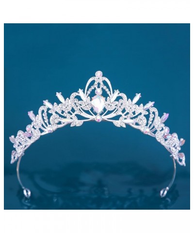 Hair Jewelry Crown Tiaras for Women Korean Girls Silver Color Metal Green Blue Crystal Tiara Crown for Women Wedding Party Br...