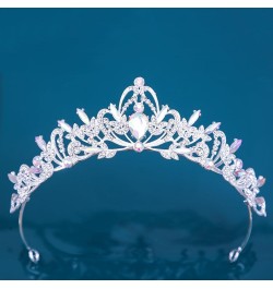 Hair Jewelry Crown Tiaras for Women Korean Girls Silver Color Metal Green Blue Crystal Tiara Crown for Women Wedding Party Br...