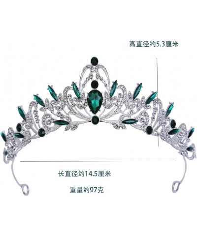 Hair Jewelry Crown Tiaras for Women Korean Girls Silver Color Metal Green Blue Crystal Tiara Crown for Women Wedding Party Br...