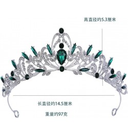 Hair Jewelry Crown Tiaras for Women Korean Girls Silver Color Metal Green Blue Crystal Tiara Crown for Women Wedding Party Br...