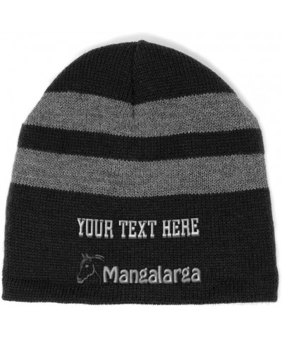 Custom Striped Beanie for Men & Women Mangalarga Acrylic Fleece Skull Cap Hats 1 Size Black Personalized Text Here $13.79 Sku...