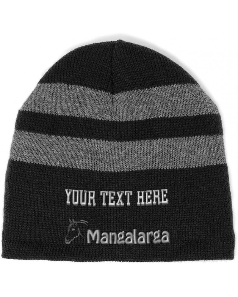 Custom Striped Beanie for Men & Women Mangalarga Acrylic Fleece Skull Cap Hats 1 Size Black Personalized Text Here $13.79 Sku...