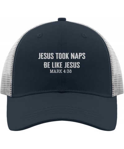 Funny Trucker Hat Jesus Fitted Trucker Hats for Men Golf Trucker Hats Trendy Vintage Hiking Cap Marine Blue $12.43 Baseball Caps