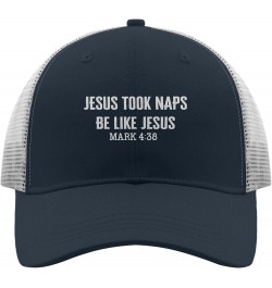 Funny Trucker Hat Jesus Fitted Trucker Hats for Men Golf Trucker Hats Trendy Vintage Hiking Cap Marine Blue $12.43 Baseball Caps