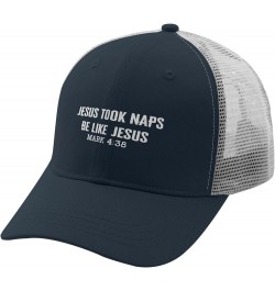 Funny Trucker Hat Jesus Fitted Trucker Hats for Men Golf Trucker Hats Trendy Vintage Hiking Cap Marine Blue $12.43 Baseball Caps