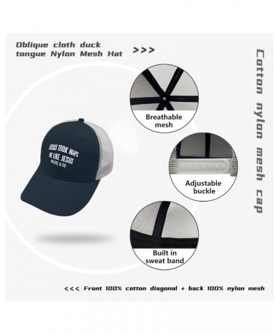 Funny Trucker Hat Jesus Fitted Trucker Hats for Men Golf Trucker Hats Trendy Vintage Hiking Cap Marine Blue $12.43 Baseball Caps